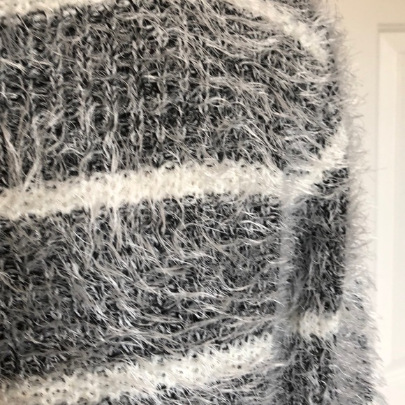 Black & White Lady Finger Fuzzy Sweater - Picture 4 of 5
